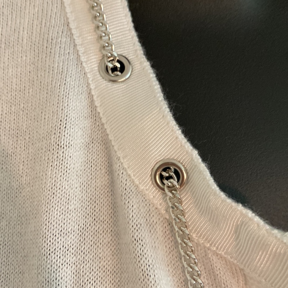 New York & Co chain detail white button cardigan